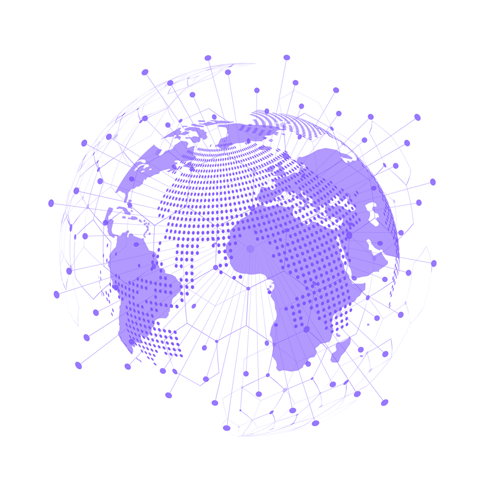 Individual dots elevating out of the Globe